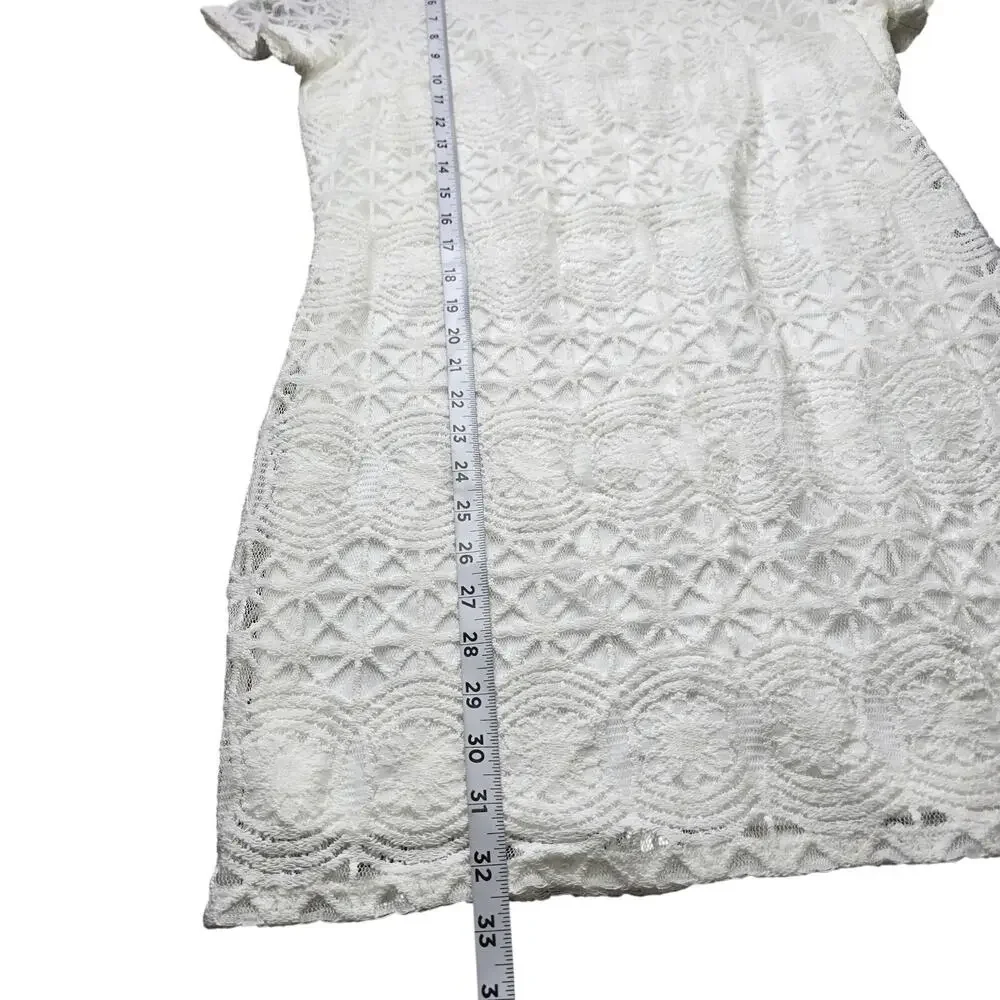 Lulu's Love You for Eternity Ivory Lace Mini Dress Sz M - Picture 8 of 9